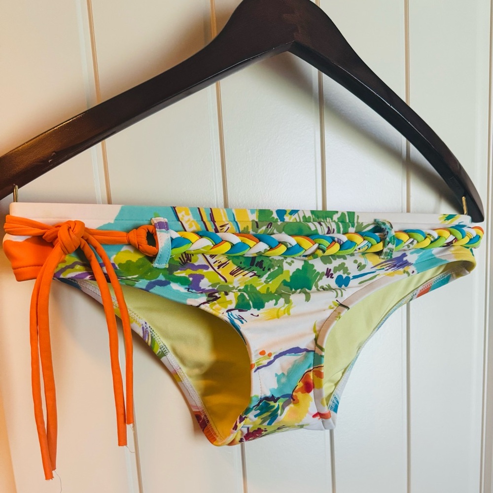 Lucky Brand Multicolor Bikini Bottom with braided belt detail sz S